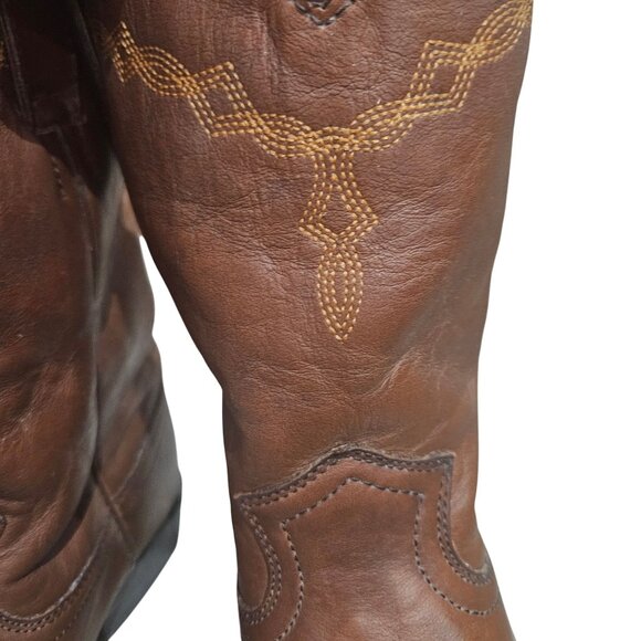 Justin Womens Brown Leather Western Boots With Embroidered Design Size 9 B Durab - Picture 3 of 11